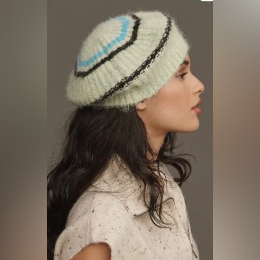 Anthropologie Mint and Blue Beret